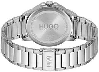 Мъжки ежедневни часовници HUGO First с кварцов неръждаема стомана гривна и звена, Цвят: сребрист (модел: 1530186)
