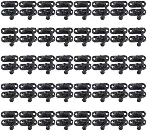 Antrader 50 групи Антични Дясната Ключалки-Засова за Дървени Кутии за Бижута, Луксозни кутии с Винтове, Черно, (26 х 23 мм)