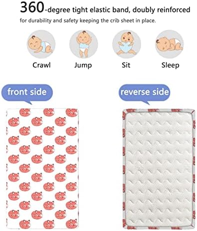Мини-чаршафи за легла с шарени Лисици, Портативни мини-чаршафи за легла с Меки и дишащи Кърпи -Отлични за стая на момче или момиче, или на
