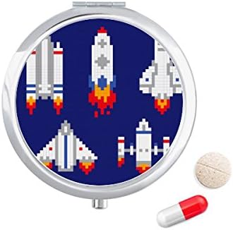 Космически Кораб Ракета Астрономия Пиксел Калъф За Хапчета В Джоба Кутия За Съхранение На Лекарства Контейнер Опаковка