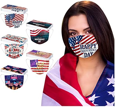 Jtckarpu 50 опаковки Маска с Флага на сащ за Жени Празнична Дамски Еднократно в Деня На Независимостта на САЩ От Прах на 4 юли