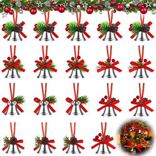 Украса за Коледните Камбанки 30 Броя Сребърни Звънчета с Листа Падуба и Плодове Метални Звънчета за Diy Висящи Украшения