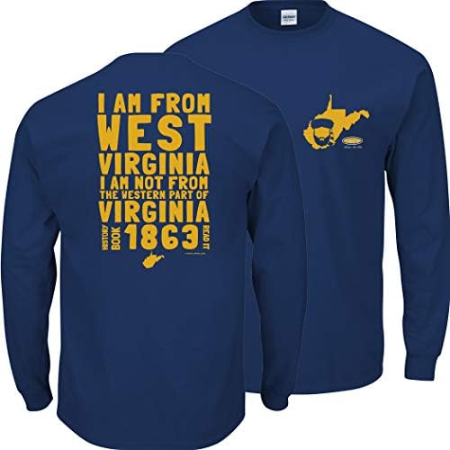 Шамар за дрехи футболни фенове на Западна Вирджиния. Аз съм от Западна Вирджиния. Тъмно синя тениска (Sm-5x)