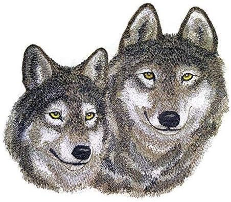 Природа, Изтъкана от нишки, Невероятно Царството на животните [Двойка вълци] [Индивидуална и уникална] Бродирани желязо нашивка