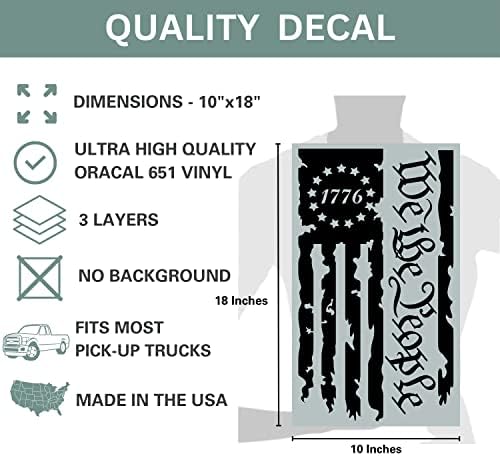 Vinyl стикер на вратата на багажника на камион с знамето на Бетси Рос 1776 г., с надпис We The People Betsy Ross Flag - 2 опаковки - Етикети Преамбюл на Конституцията на САЩ е подходящ з?