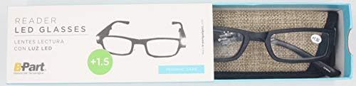 Очила за четене B-Part Innovacion Tecnologica, Черни, с вградени led лещи, ярки led ридеры за мъже и жени (1 опаковка)