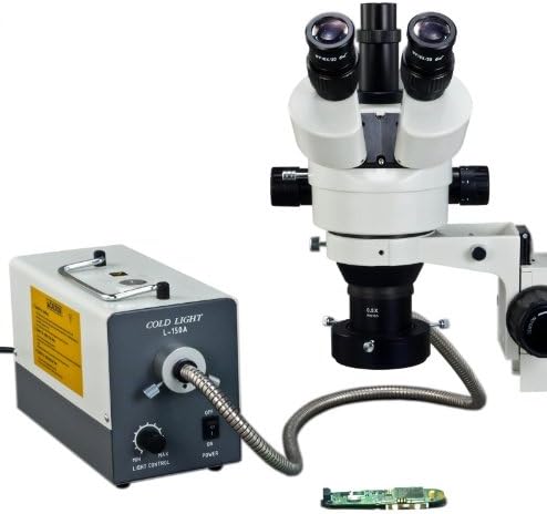 Стереомикроскоп с Двойна Мряна ОМАКС 3,5 X-90X Zoom Trinocular Boom Stand Стерео Микроскоп със Студена Кольцевым Волоконным Осветление