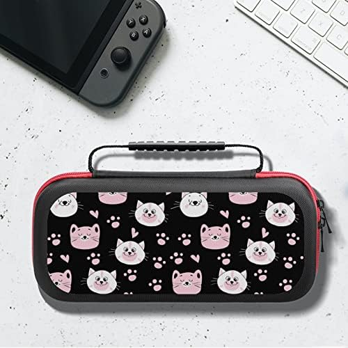 Хубава Корона от Бели и Розови Котки Калъф За носене на Ключа Защитен Калъф Твърд Калъф чанта Съвместима с Nintendo Switch