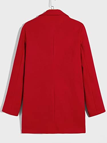 Якета OSHHO за Жените - Мъжко палто с однотонным яка-часова (Цвят: Червен, Размер: Малък)
