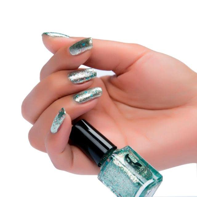 6 мл Огледален Лак за нокти Женски Покритие Сребърна Паста Цвят Неръждаема Стомана Метален Огледален Гел-Лак за нокти Изкуство DIY # T - (Цвят: зелен)