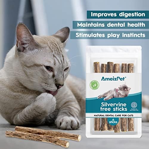 Зъбните Пръчки За Почистване на зъбите AmeizPet Silvervine Котка, Зъбни Пръчици за Дъвчене За котки - Matatabi Котка За Грижа