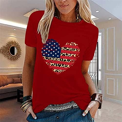 Обикновена Тениска за жени, Дамски Ежедневни Тениска с принтом Ден на Независимостта на Любов, Риза с Къс ръкав, широки Ризи Raglan