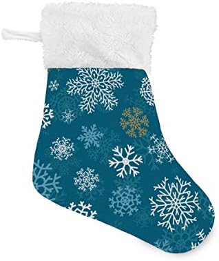 Коледни Чорапи ALAZA, Коледни Снежинки, Сини Класически Персонализирани Малки Чулочные Украса за Семейни празници, Определени декор за