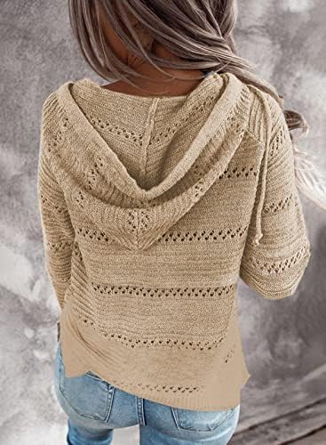 BLENCOT Женски Лек Пуловер с качулка в Цвят Блок, Блузи с завязками, Пуловери, Блузи