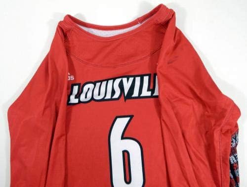 Жена университета в Луисвил Кардиналс #6, Използвана игра LS Red Jersey Lacrosse XL 510 - Използвана от играта в Колежа