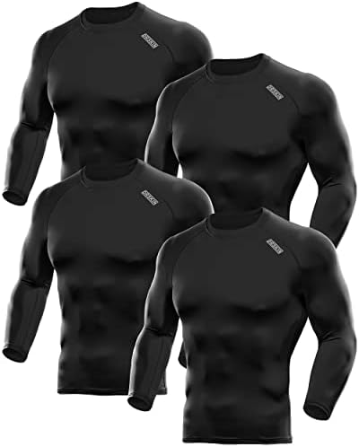 DRSKIN 4, 3 или 1 Опаковка Мъжки Компрессионных Блузи Топ С Дълъг Ръкав Спортна Базова Тренировка Бягане Спортна зала