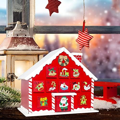 Коледна Украса Раскрашенный Къща Със Снежна Покрива Календар За Обратно Броене Кутия За Съхранение На Бижута Коледни Подаръци Комплекти