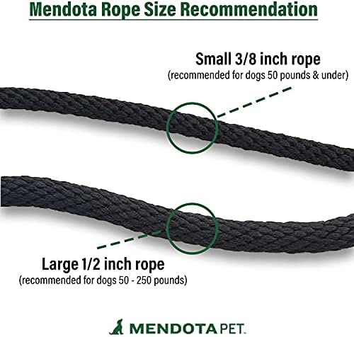 Mendota Пет Snap Leash - Оплетена каишка за кучета в британския стил, направено в САЩ - Черно, 3/8 инча х 4 метра - за малки