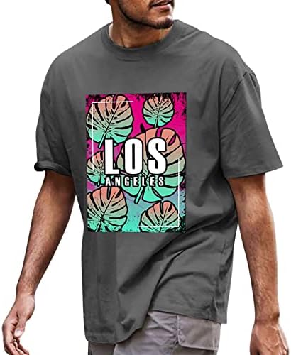 XXBR Мъжки тениски с мускулите, Къс ръкав, Буквално принт, Ежедневни Хавайски Ризи, Летни Плажни Върхове, Спортна Тениска