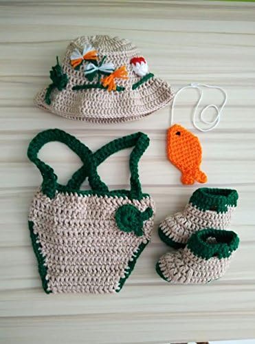 Пинбо Детска Фотография Подпори за Плетене на една Кука за Риболов на Риба, Рибар и Шапка Памперси Обувки