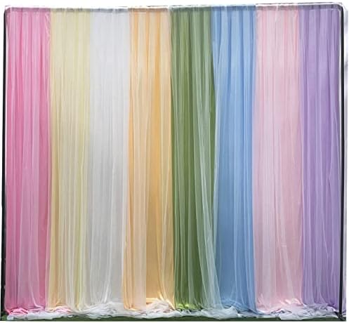 LANGXUN 10 фута x10ft Rainbow Цветен Фон-Завеса за парти по случай рожден ден, Прием на сватбена украса, Фото-Фон за душата на детето, на Фона на душата Булка (Бял тюл и цветни по