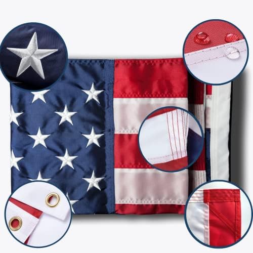 Американският флаг - Сверхпрочный флаг на САЩ - Бродирани Звезди - Найлонов американския флаг, Предназначен за улиците - Нашитые ленти - Защита