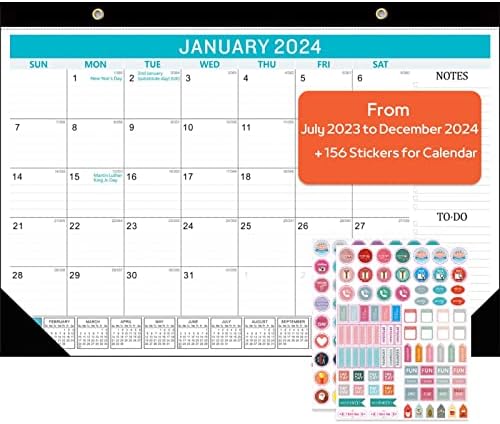 Настолен календар RMAI на 2023-2024 години, Стенен Календар за 18 месеца, Настолен Бележник-календар 17 x 12, юли 2023 -декември 2024