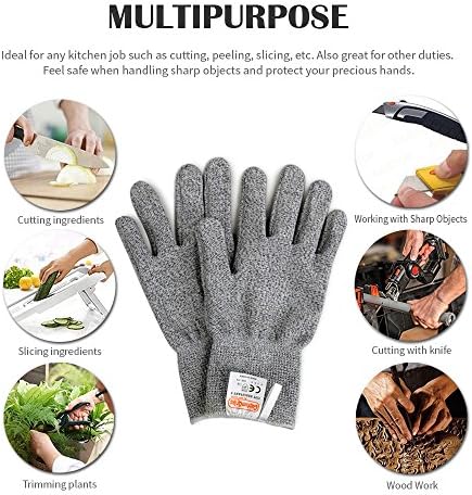 Защитни ръкавици CustomGrips 5-то ниво на защита от храни, 1 двойка големи, устойчиви на гумата, са идеални за нарязване на месо,