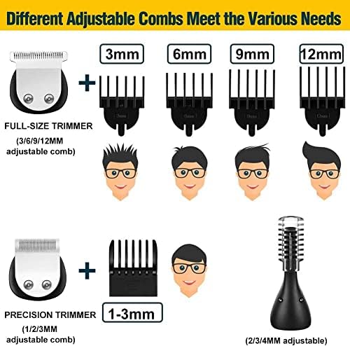GPEESTRAC Машинка за оформяне на брада за мъже, Водоустойчиви Електрическа Самобръсначка IPX7, Тример за нос, Мустаци, Лице