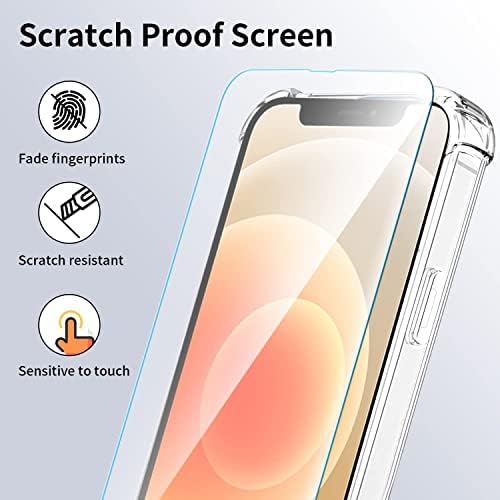 FOQENCCI Разработена за iPhone 12 Pro Max Прозрачен калъф с 2 Защитни екрани, устойчиви на пожелтению и надраскване, Прозрачен