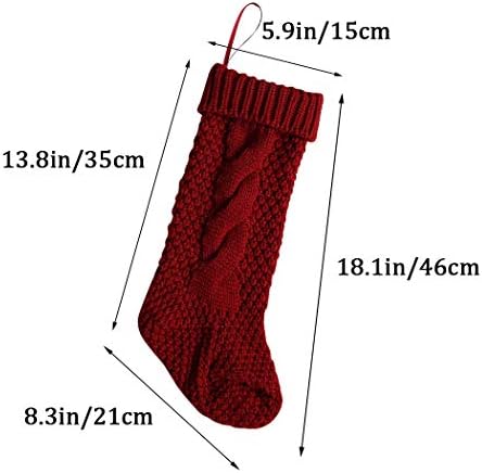 6 Опаковки Трикотажни Коледни Чорапи, 18 инча Червени Трикотажни Класически Коледни Чорапи с Белезници, Домашни Персонални Декорации за Отглеждане
