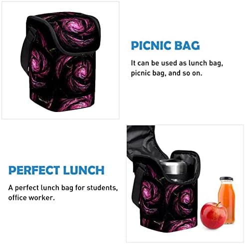 Дамски Чанта за обяд GUEROTKR, Кутия за Обяд за мъже, Мъжки Кутия за Обяд, абстрактен лилаво цвете модел е черен на цвят