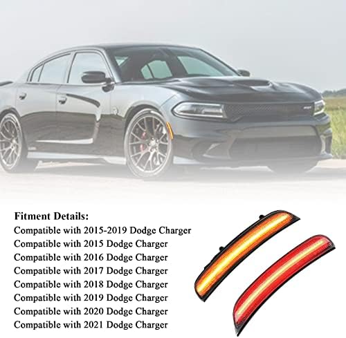 WonVon 4 бр. Отпред + Отзад led Опушен Обектива Отпред и Отзад Led Странични Габаритни Светлини е Съвместим С 2015 2017 2018 2019 2020 2021 Dodge Charger Нова
