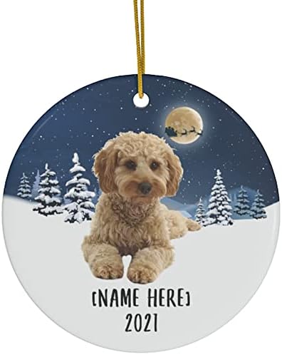 Златни Бижута за кучета Cavapoo на 2023 Коледна Елха Персонализирани Лични Подаръци 2024 Коледната Украса Бял Кръг