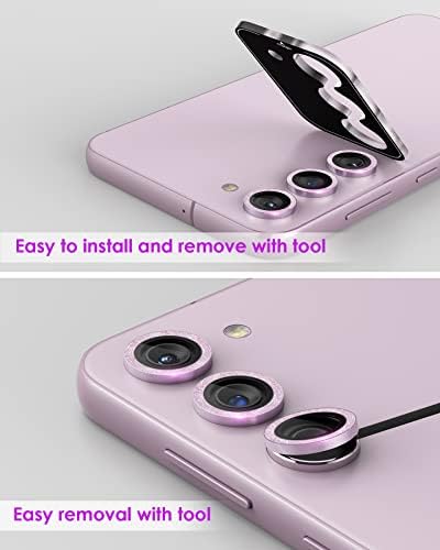 Серия POROLIR Glitter за Samsung S23 Plus и S23 Защитно фолио за обектива на камерата, пръстен от алуминиева сплав, Декоративна