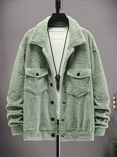 Якета за мъже, Мъжки якета, Мъжки плюшен яке с капак и джоб, Без тениски (Цвят: мятно-зелен, Размер: XX-Large)