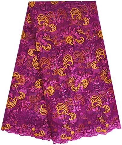 Африканска плат, расшитая мъниста, блестящи камъни, мрежести тъкани, нигерийская бродирани лейси плат за вечерна рокля (розово), 5 ярда