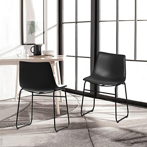 Трапезария стол NicBex в Ретро стил с метални крака за кухня, всекидневна, Трапезария, Комплект от 2 теми (Черен цвят) (A-GE17014-USSU014)