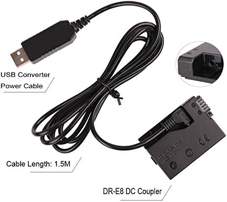 CCYC DR-E8 Конектор dc за смяна на батерията LP-E8, USB Конвертор за постоянен ток за Подмяна на захранващ кабел за ac адаптер ACK-E8, LPE8