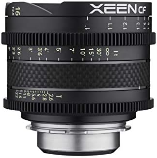 Широкоъгълен обектив Rokinon Xeen CF 16mm T2.6 Pro Cinema с конструкция от въглеродни влакна и нежна маркировка за Canon EF Mount, CFX16-C, Черен, Среден размер