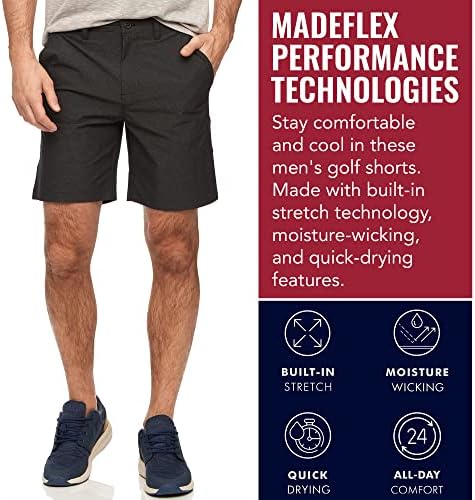 Мъжки къси панталони за голф Flag & Anthem Ripstop Hybrid с вътрешен шев 8 инча, всеки ден, за почивка, Стрейчевые, Отводящие влагата, суха приятелка
