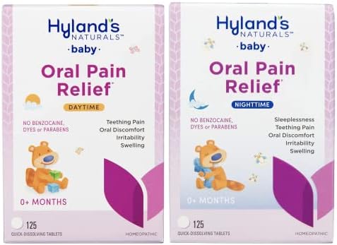 Набор от Hyland's Naturals Baby Day & Night Пакет, Успокояващи хапчета с лайка, Естествено облекчаване на дискомфорт в устната