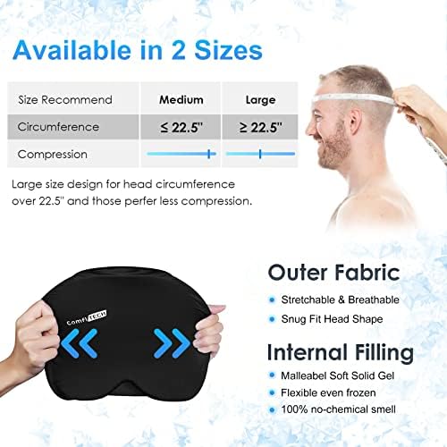 ComfiTECH Голяма Ледена Превръзка на главата от Мигрена, Капачка за облекчаване на главоболие от Мигрена и Възглавница за подкрепа