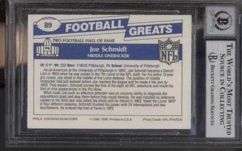#89 Джо Шмид - Футболни картички 1989 Swell Greats (Звезда) оценката на БГД AUTO 10 - Футболни топки с автографи