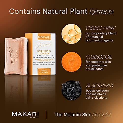 Сапун Makari Naturalle Carotonic Extreme Toning Soap (7 унции) | Сапун за избелване на кожата и борба с масленост | Помага за заздравяването и лечение на акне | Изравнява цвета на кожата | З?