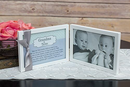 The Grandparent Gift Co. Баба близнаци Стихотворение Бяла Двухшарнирная Фоторамка 4 x 6 с панделка
