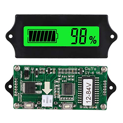Измерител на Капацитет LCD-батерия, Мощност на батерията 12-84 В, Цифров LCD Дисплей, М Напрежение, Волтметър със Светлинна Аларма (Зелен)