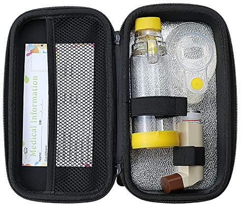 Калъф за инхалатор и чанта за носене в аэрокамере.Водоустойчива чанта за лекарства и органайзер за пътуване могат да се настанят инхалатор, уплътнение, маска, эпип?