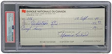 Морис Ришар подписа Личен банков чек Монреал Канадиенс №238 PSA /ДНК - Издълбани подпис в НХЛ