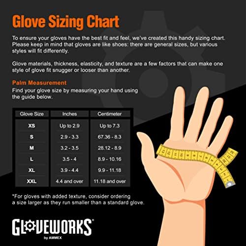Промишлени ръкавици за еднократна употреба GLOVEWORKS HD Orange от нитрил, 8 Mils, без латекс с релефни диамантената шарка, 5 Кутии по